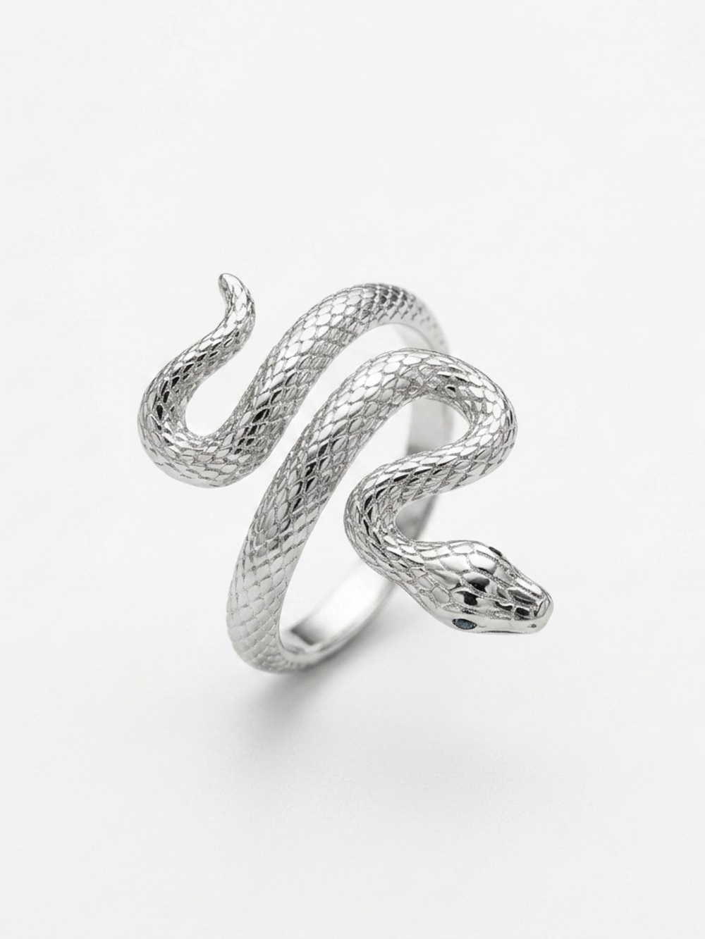 925 Sterling Silver Snake Reptile Wrap Ring With Stone